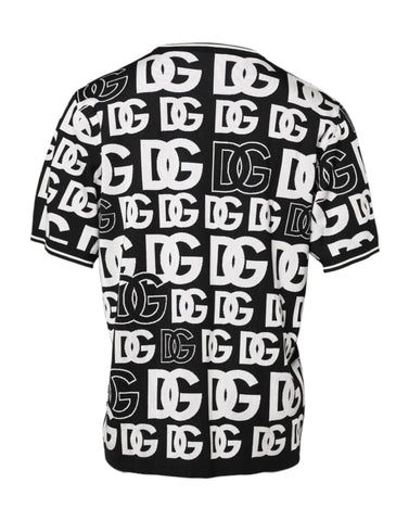 Black White Silk Knit DG Print T-shirt