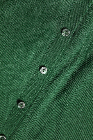 Green Polyester Long Sleeves Cardigan Sweater