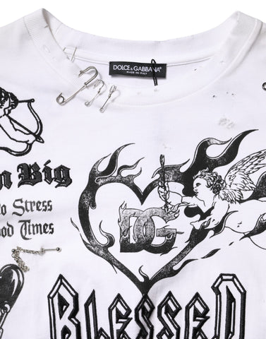 White Cotton DG BLESSED Printed T-shirt
