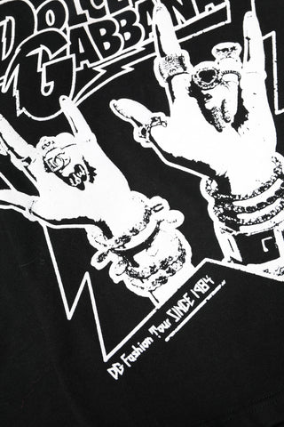 Black Cotton Printed Short Sleeves T-shirt