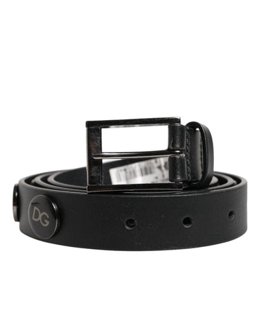 Black Luxury Leather DG Studs Buckle Belt