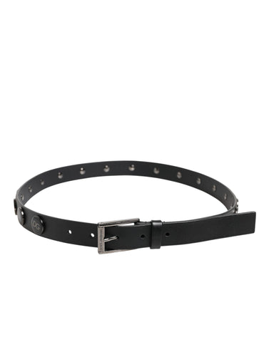 Black Luxury Leather DG Studs Buckle Belt