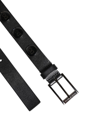 Black Luxury Leather DG Studs Buckle Belt