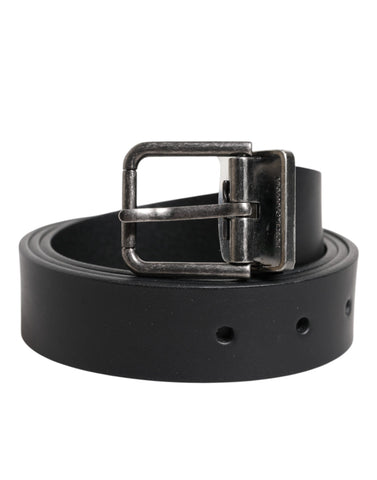 Black Classic Leather Metal Buckle Belt