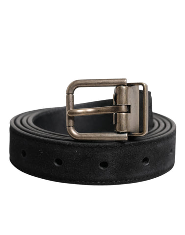 Black Calf Leather Classic Metal Buckle Belt