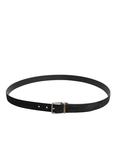 Black Calf Leather Classic Metal Buckle Belt