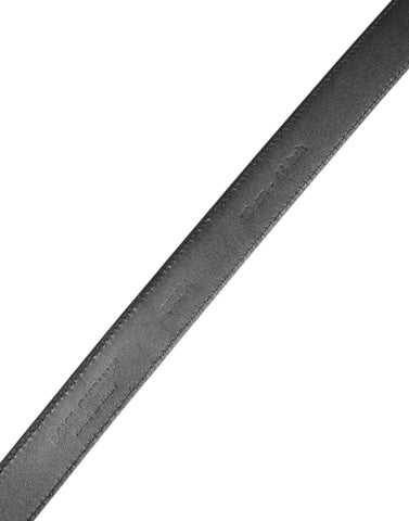 Black Calf Leather Classic Metal Buckle Belt