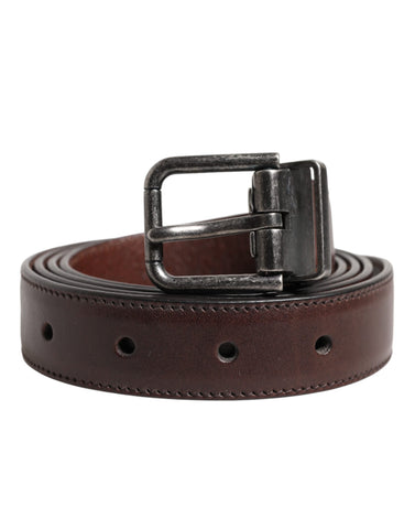 Brown Classic Calf Leather Metal Buckle Belt