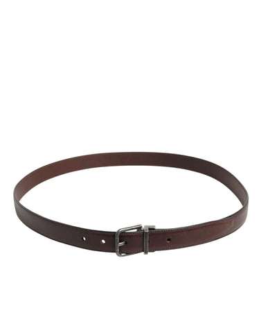 Brown Classic Calf Leather Metal Buckle Belt