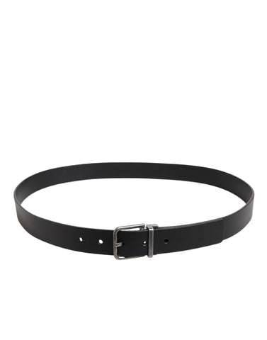 Black Classic Leather Metal Buckle Belt