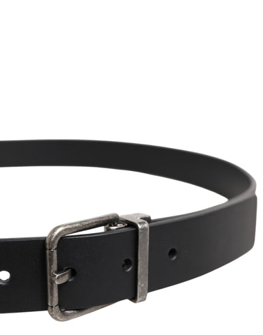 Black Classic Leather Metal Buckle Belt