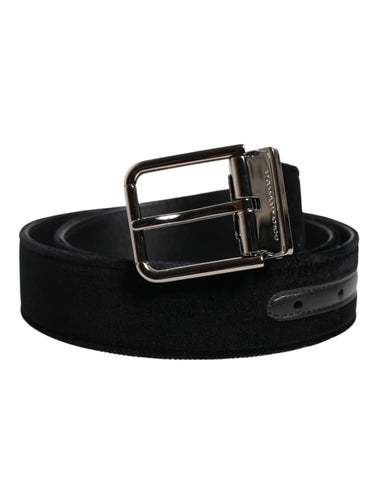 Black Cotton Silver Metal Buckle Belt