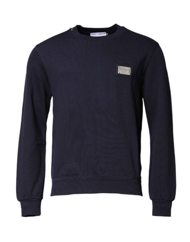 Dark Blue Logo Crew Neck Pullover Sweater