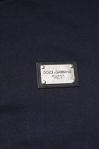 Dark Blue Logo Crew Neck Pullover Sweater