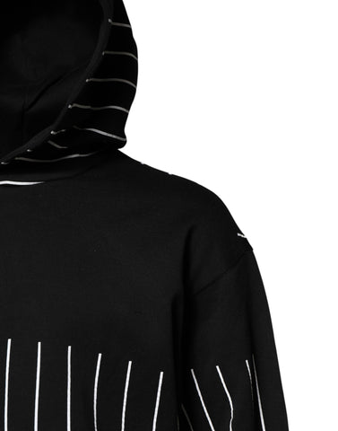 Black White Stripe Hooded Sweatshirt Sweater
