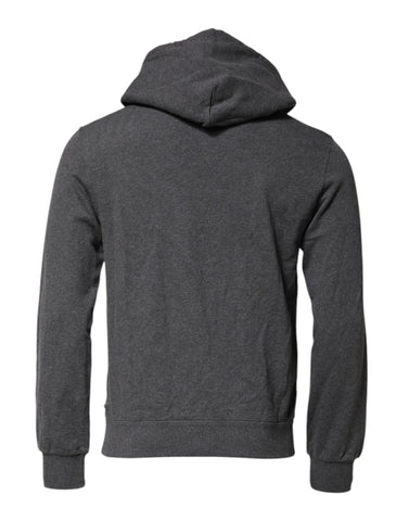 Gray Logo Patch Hooded Sweatshirt Sweater