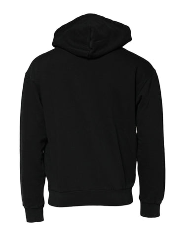Black Logo Full Zip Hooded Men Sweatshirt Sweater