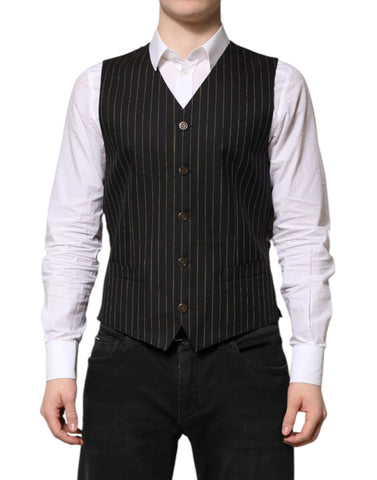 Black Stripes Wool Formal Men Waistcoat Vest