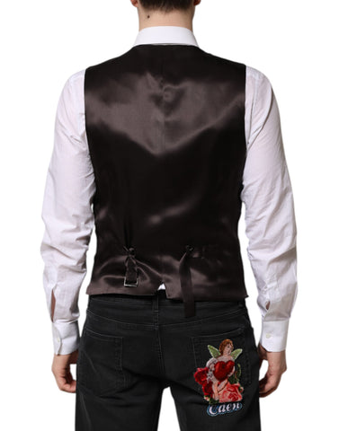 Black Stripes Wool Formal Men Waistcoat Vest