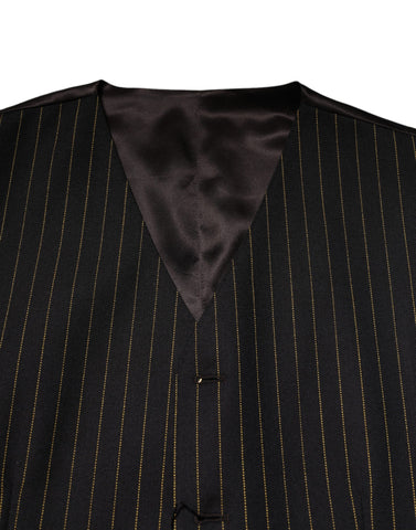 Black Stripes Wool Formal Men Waistcoat Vest