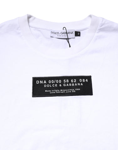 White Cotton Logo Patch Crew Neck T-shirt