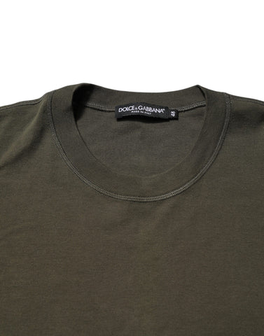 Dark Green Long Sleeves Crew Neck T-shirt