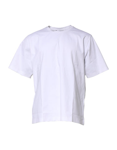 White Cotton Short Sleeves Crew Neck T-shirt