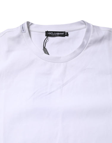 White Cotton Short Sleeves Crew Neck T-shirt