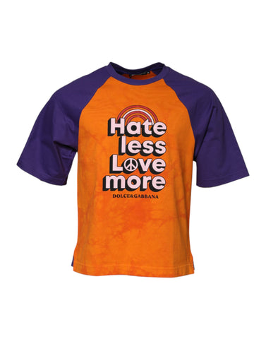 Orange Purple Printed Round Neck T-shirt