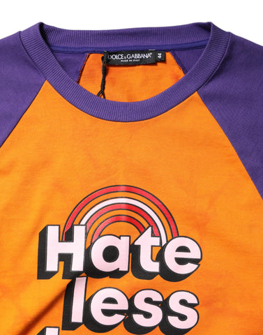 Orange Purple Printed Round Neck T-shirt