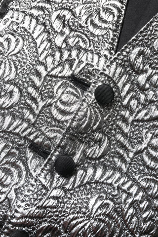 Silver Floral Jacquard Sleeveless Vest Top