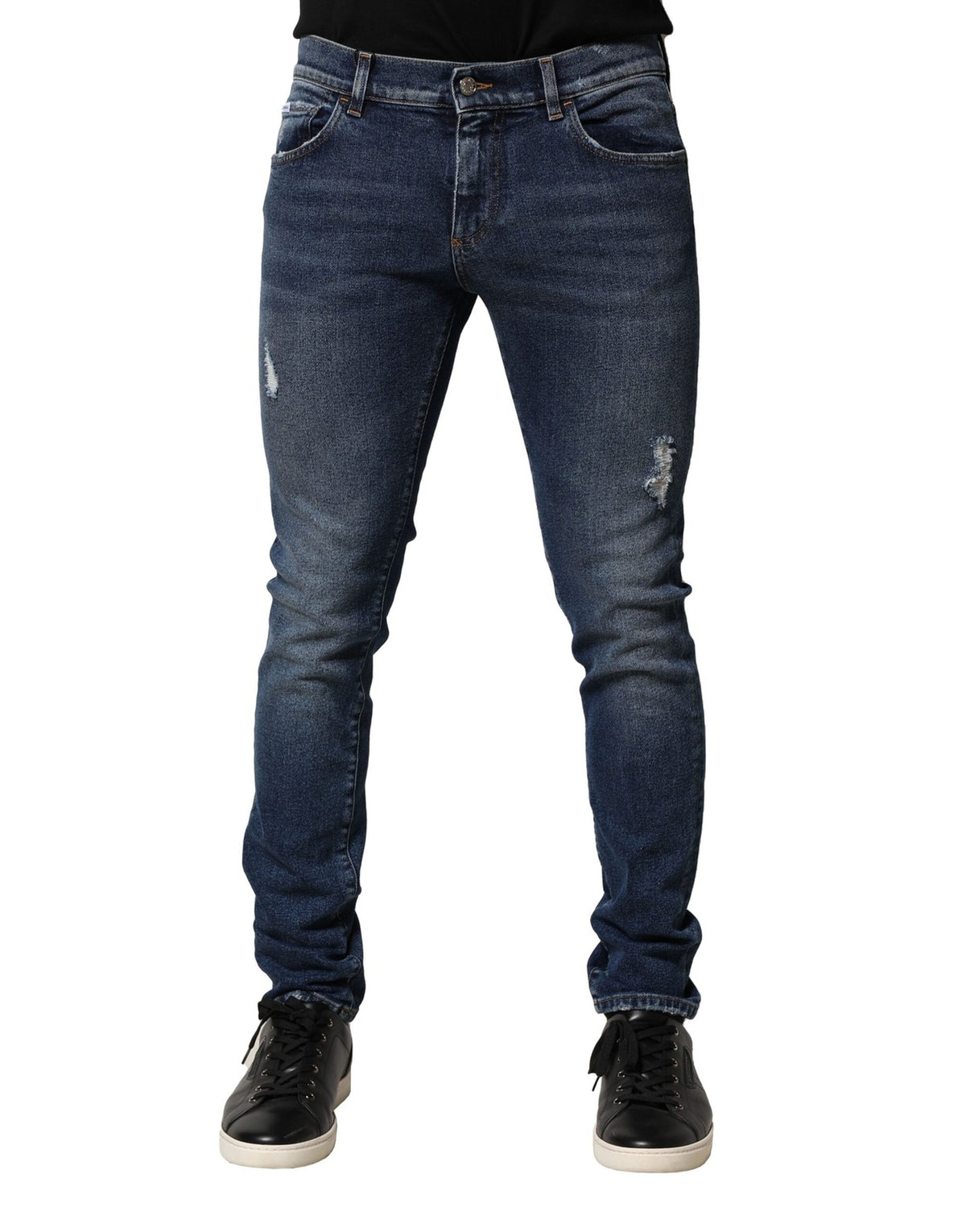 Blue Washed Skinny Cotton Denim Jeans