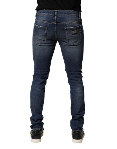 Blue Washed Skinny Cotton Denim Jeans