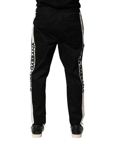 Black Cotton Mid Waist Jogger Pants