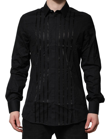 Black Cotton GOLD Mens Dress Formal Shirt