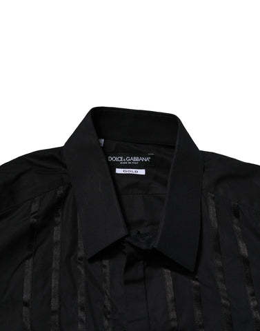 Black Cotton GOLD Mens Dress Formal Shirt