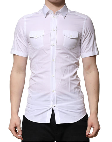 White Cotton Short Sleeves GOLD Casual Shirt