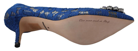 Blue Lace Crystal Ballet Pumps Shoes