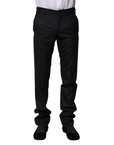 Black Wool Striped Formal Pants