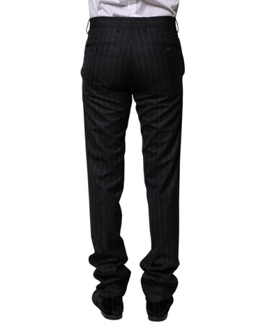 Black Wool Striped Formal Pants