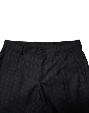 Black Wool Striped Formal Pants