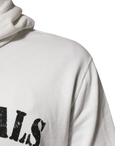 White Cotton DG ROYAL Print Hooded Sweater