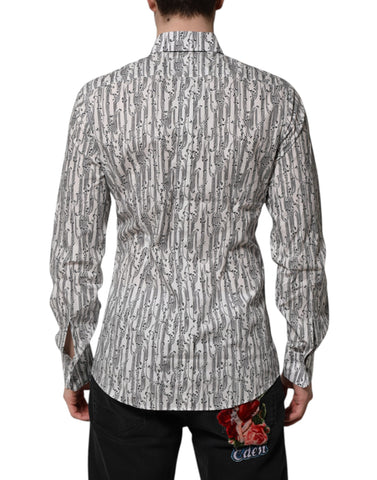 White Floral Print Casual Long Sleeves Shirt