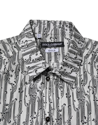 White Floral Print Casual Long Sleeves Shirt