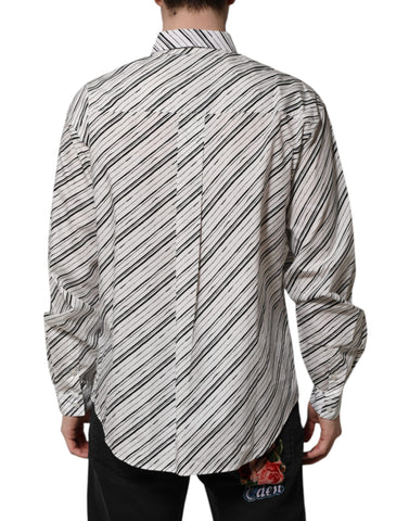 White Striped Long Sleeves Men Formal Shirt