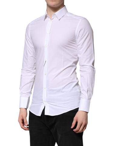 White Cotton GOLD Long Sleeves Dress Shirt