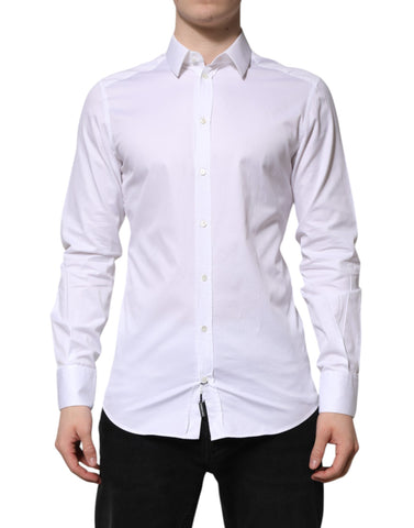 White Cotton GOLD Long Sleeve Men Dress Shirt