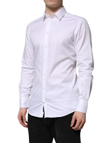 White Cotton GOLD Long Sleeve Men Dress Shirt