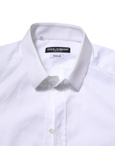 White Cotton GOLD Long Sleeve Men Dress Shirt