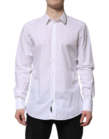 White Cotton GOLD Long Sleeves Dress Shirt